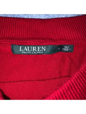 Lauren Ralph Lauren Red Sweater with Leather Buckle Detail, Woman’s Size Large thumbnail 2