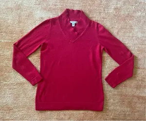 LIZ CLAIBORNE red sweater 85% COTTON 15% CASHMERE M thumbnail 1