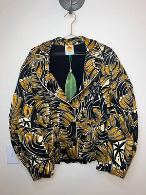 Farm Rio Toucan Spirals Blazer NWT Off White Tropical Print Jacket‎ S thumbnail 3
