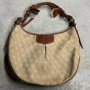 Dooney & Bourke Signature Monogram Luisa Shoulder Bag Leather Trim Brown thumbnail 1