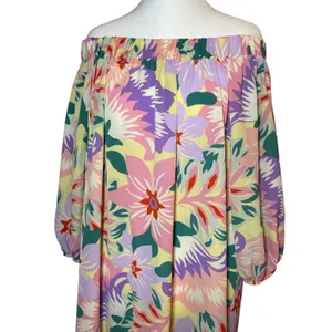 ASOS‎ DESIGN Trapeze Floral Maxi Dress Off The Shoulder Long Sleeve Tiered US 10 thumbnail 3