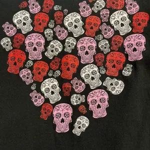 Sugar Skull Day Of The Dead Heart Shaped Graphics T-Shirt Sz M thumbnail 7