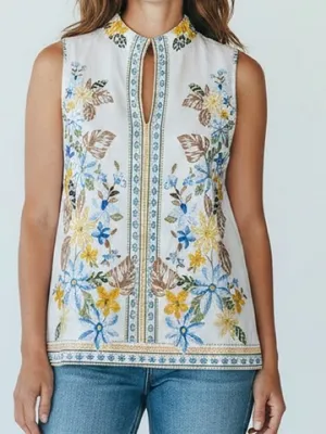 Crown & Ivy Women's Sleeveless Swing Split Neck Printed Top size M thumbnail 11