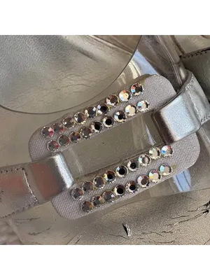 Mister Lovers Silver Slingback Heels Clear PVC Rhinestone Y2K Square Toe Sandals thumbnail 5