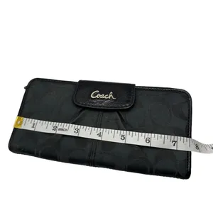 COACH Black Signature Canvas Ashley Wallet thumbnail 9