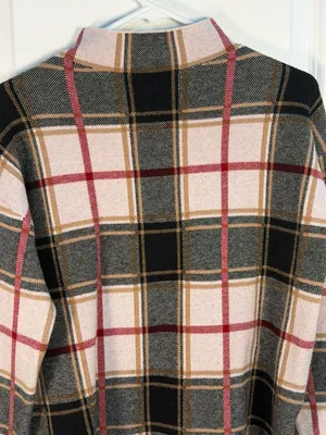 Tahari Mock Neck Plaid Sweater Size S thumbnail 4