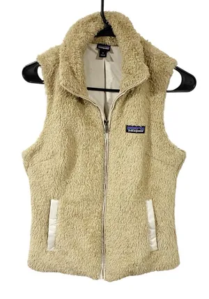 Patagonia Los Gatos Fleece Full Zip‎ LIned Vest Khaki Women’s Size Small thumbnail 1