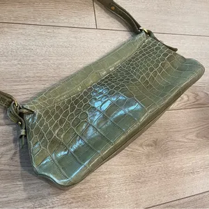 Brahmin Lime Green Snakeskin Reptile Leather Satchel Bag thumbnail 6