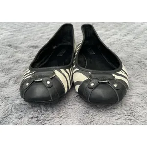 Zebra Ballet Flats Lauren Ralph Lauren Abigail II Black White Buckle Size 8B thumbnail 7