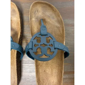Tory Burch Miller Cloud Teal Blue Logo Thong Sandals Women's Size 9.5 thumbnail 2