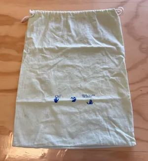 Off-White Light Green Cotton Drawstring Dust Bag Blue Logo 11.5x15.5‎ Travel thumbnail 1