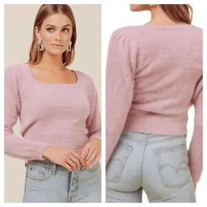 ASTR The Label Square Neck‎ Sweater XL Soft Pink thumbnail 2