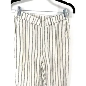 Quince Linen Pants Striped Small White Black Elastic Waist Pockets Sustainable thumbnail 4