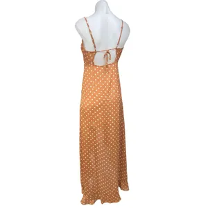 Dress Forum Brown White Polka Dot Sleeveless Ruffle High Low Maxi Dress Size S thumbnail 6