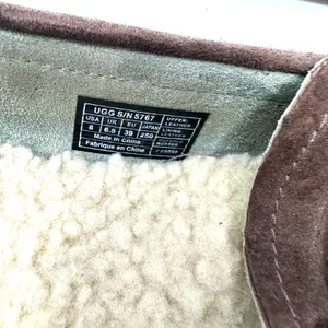 UGG Size 8 Slip On Brown Leather Sherpa‎ Lined Buckle Flats Tread Moccasins thumbnail 7