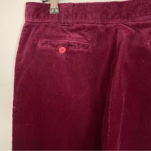 Corduroy Pants Burgundy Dark Red‎ Straight Leg Women High Waisted Rise Pockets thumbnail 12