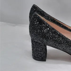 $238 Kate Spade Womens Heels Size 7M Black Glitter Pumps Wedding Party Holiday thumbnail 4