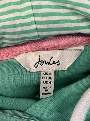 Joules Hoodie Sweatshirt Womens 4 Green Striped Hood Kangaroo Pocket Pullover thumbnail 6