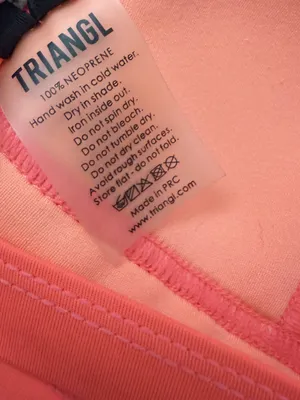 Triangl Bikini Top Neon Coral Neoprene Crochet Whipstitch Triangle Size Small thumbnail 6