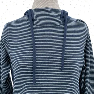 Duluth Trading S'no Sweat Hooded Sweater Navy Blue White Stripes Hoodie Size M thumbnail 3