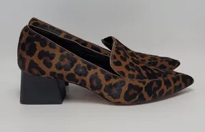 Sole Society Marty Leopard Animal Print Loafers Heel Pointed Vamp Shoes Size 8M thumbnail 1