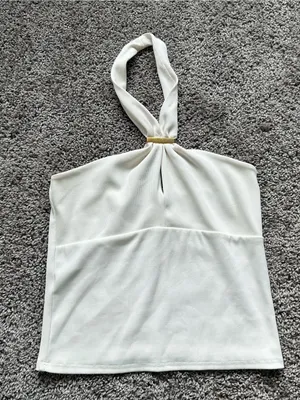 Mango Cream Halter Top with Gold Bar thumbnail 1