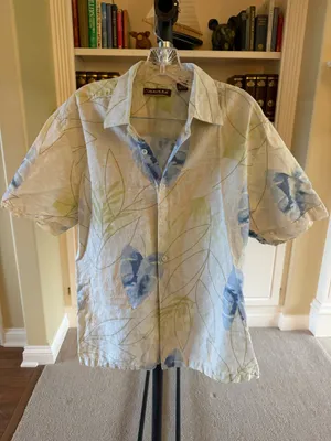 Cubavera Men's Short Sleeved Button Down Shirt Blue Size L thumbnail 1