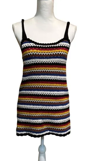 Zara Women's‎ Striped Crochet Mini Dress Wide Strap Size Small thumbnail 1
