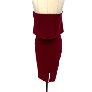 Likely Driggs Midi Dress Sheath Strapless Ruffle Burgundy Red Purple‎ Size 2 thumbnail 10
