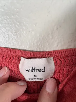 Wilfred Red Cropped Sweetheart Neckline Blouse Womens M Casual Peasant Top thumbnail 8