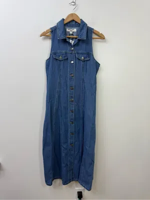 Velvet Heart Blue Sleeveless Button-Front Denim Midi Dress size S thumbnail 4