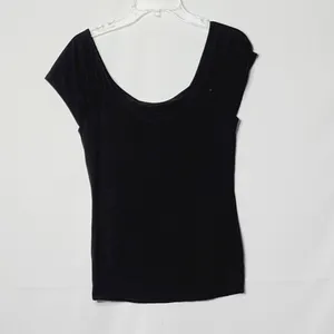Victoria Secret ruched neck and sleeve black shirt top sz Medium thumbnail 6