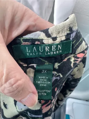 Ralph Lauren Black Floral Button Down Top Size 3X EUC thumbnail 7
