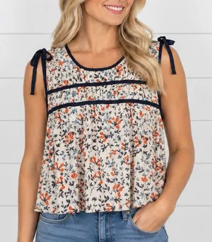 Aerie floral swing tie shoulder blouse size small thumbnail 1