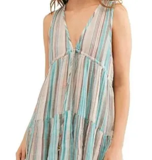 Free People Freebird Reversible Tiered Striped Gauzy Mini Dress thumbnail 5