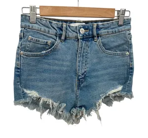Zara‎ Womens Medium Wash High Rise Cut Off Distressed Denim Jean Shorts Size 4 thumbnail 1
