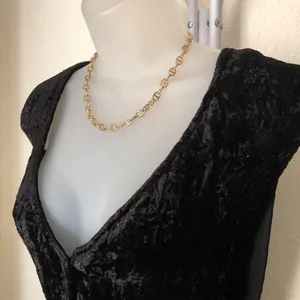 Vintage 1990s classy simple gold chain link necklace thumbnail 3