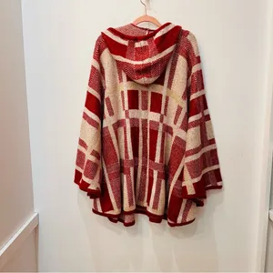Show Me Your Mumu Red Kellan Poncho Hooded Tassel Oversized Boho Small M… thumbnail 8