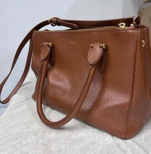 Lauren Ralph Lauren Brown Leather Satchel Bag purse adjustable strap thumbnail 1