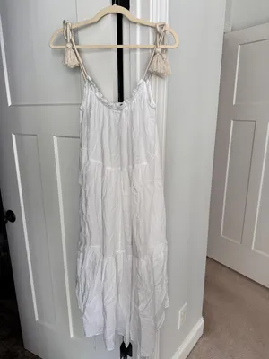 J. Crew Tiered rope-tie sundress 100% Cotton Beach Dress white‎ oversized thumbnail 3