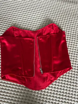 Princess Polly Red Satin Corset Crop Top thumbnail 2