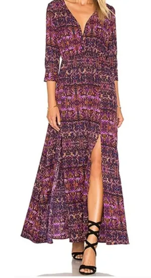 Jack by BB Dakota Purple Orange Printed V-Neck Maxi Dress Women's Size Medium M thumbnail 1