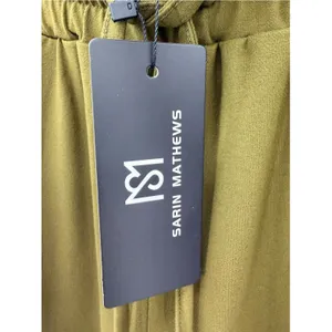 Sarin Mathews Green Wide Leg Pants L Drawstring Lounge Sweatpants Pockets NWT thumbnail 3