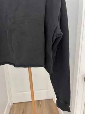 MATE the Label Black Crewneck Cropped Sweater Raw Hem Organic Cotton S thumbnail 3