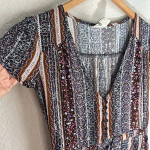 Jaase Midi Dress Button Up Purple Brown Fall Fairy Romantic Boho Prairie Peasant thumbnail 3