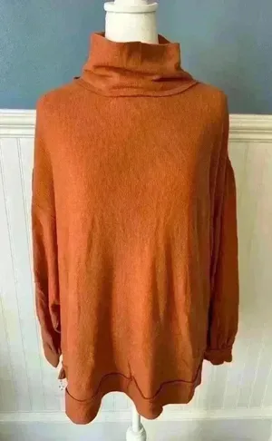 Beautiful We The Free Scoop Back Mock Neck Oversized Sweater~Burnt Orange ~NWOT! thumbnail 1