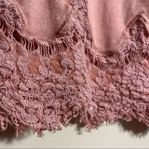 Divided light rose lace pink women's long sleeved blouse shirt‎ warm lightweight thumbnail 4