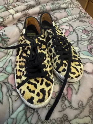 Keds Women’s Leopard Print Low-Top Sneakers in Black and Tan thumbnail 1