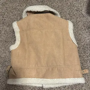 Tan Shearling Vest for Women thumbnail 5