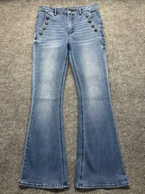 Cache Light Blue Flared Jeans with Decorative Buttons thumbnail 1